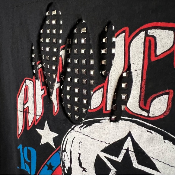 Affliction Women's Medium Skull Studded Distressed Graphic Tshirt. Scoop Neck. - Picture 4 of 8